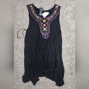 Cable & Gauge Black Top with Colorful Embellishments